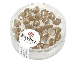 Rayher 14460535 Triangular Glass Beads, 7 mm, Box of 32, Taupe-Brown