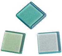 Rayher 14540414 Acrylic Mosaic Tiles Green 1 x 1 cm Box 50 g (Approx 205 Pieces) Transparent Light Green Mix Shape Square Plastic Stones Translucent Plastic Mosaic