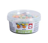 Rayher 14861999 Silky matt glass mosaic mix, coloured, 1x1cm, (approx. 250 pcs), box 500g