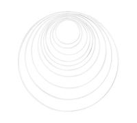 Rayher 25213102 Set of 10 Coated Metal Rings for Wedding Crafts, Hoops in Different Sizes for Dream Catcher and Macrame, White