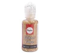 Rayher 33842620 Glitter Glue holographic, Bottle 20 ml, brilliant gold