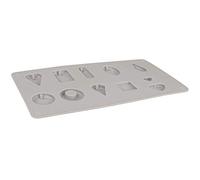 Rayher 36109000 Silicone Casting Mould for Jewellery Making, Casting Tray with 11 Different Pendant Shapes for Concrete, Plaster of Paris, Resin, Wax and Soap, 14.5 x 26 x1 cm, Grey