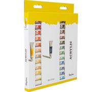 Rayher 38926000 Set of 24 Artists Quality Acrylic Paints, 12 ml Colour Tubes for