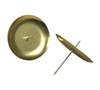 Rayher 4 Candle Holders with Spike for Pillar Candles, Advent Wreath Candle Holders, Round Metal Candle Plate, gold-coloured, Diameter 8cm, 2515206