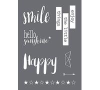 Rayher 45097000 Adhesive Mask Stencil for Crafts and Painting, Reusable Silk Screen Template with Quotes, Craft Squeegee Included, 21x29.7cm