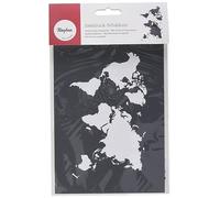 Rayher 45100000 Mask Stencil for Crafts and Painting, Reusable Silk Screen Template with World map Design, Craft Squeegee Included, 14.8x21cm