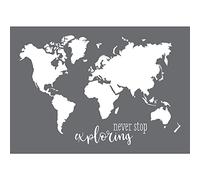 Rayher 45106000 Large Mask Stencil for Crafts and Painting, Reusable Silk Screen Template with world map design, Craft Squeegee included, 29.7x42cm