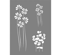 Rayher 45109000 Mask Stencil for Crafts and Painting, Reusable Silk Screen Template with Flower and Leaf stem Designs, Craft Squeegee Included, 15.25x20.32cm