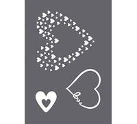 Rayher 45124000 Set of Mask Stencil Squeegee for Crafts and Painting, Reusable Silk Screen Template with Heart Designs for Wedding and Anniversary, 14.8x21cm, colourless, A5