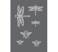 Rayher 45125000 Set of Mask Stencil and Craft Squeegee for Crafts and Painting, Reusable Silk Screen Template with Bee and Dragonfly Design, 14.8x21cm