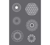 Rayher 45133000 Set of Mask Stencil Squeegee for Paper Crafts, Card Making and Painting, Reusable Silk Screen Template with Mandala Designs, 14.8x21cm, Polyester, colourless, A5