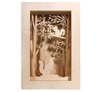 Rayher 46301000 Shadow Box Building Kit with 3D Forest Scenery, DIY Wood Craft Set, 15 slot-together Pieces, 20x30x6.6cm