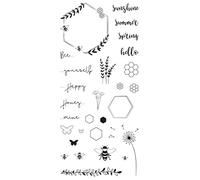 Rayher 50240000 Set of 28 Clear Silicone Stamps for Card Making and Crafting, Assorted Flower, Bee, Butterfly, and Summer Designs, 97 x 205 mm