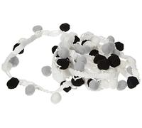 Rayher 55853573 Pom Pom Trim, Ball Fringe Ribbon for Sewing, Papercraft and Home Decor Projects, Grey, White, Black, 2m
