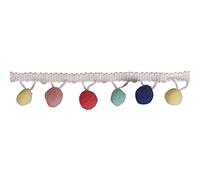 Rayher 55853685 Pom Pom Trim, Ball Fringe Ribbon for Sewing, Papercraft and Home Decor Projects, Yellow, Pink, red, Blue, 2m