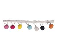 Rayher 55853999 Pom Pom Trim, Ball Fringe Ribbon for Sewing, Papercraft and Home Decor Projects, pink, yellow, blue, white, black, orange, 2m