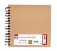 Rayher 60682000 Spiral Bound Scrapbook with Plain Kraft Paper Pages, Hardcover Memory Book, Square Album in The Size 20.3 x 20.3 cm