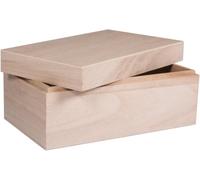 Rayher 62815000 Natural Wood Box with Lid for Craft, DIY Wooden Keepsake Box, 2