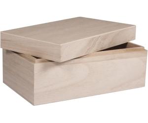 Rayher 62815000 Natural Wood Box with Lid for Craft, DIY Wooden Keepsake Box, 2