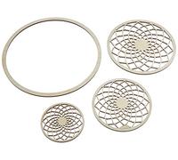 Rayher 62826000 Set of Four Dream Catcher Featuring Three Mandala Patterned Disc with a Diameter of 7,10,13cm and One Large Wooden Hoop, Natural Wood, Assorted