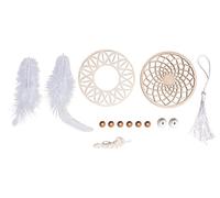 Rayher 62834000 DIY Dream Catcher Craft Kit, Two Hoops with Mandala-Patterned Circle Centre, Natural Wood, 7 cm