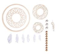 RAYHER 62835000 DIY Dream Catcher Craft Kit, Set of Four, Three with Mandala-Patterned Circle Centre and One Large Wooden Hoop, Natural Wood, 18 cm