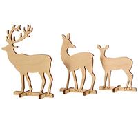 Rayher 62897505 Wood.Plug-in pcs Deer&Roe Deer,FSCMixCre, Natural, 2xr.deer/1xdeer, 6.5-9.5cm, tab-Bag 3pcs