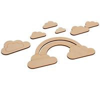 Rayher 62983505 Set of 6 Wooden Cloud Shapes for Crafting, Card Making and Scrapbooking, Natural Wood, 16.8x8.3 cm