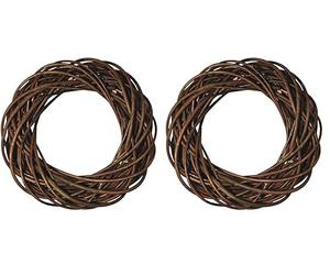 Rayher 65007000 Natural Willow Twig Wreath with a Diameter of 25 cm, Braided Wreath Making Base for Door Wreath and Home Decoration (Pack of 2)