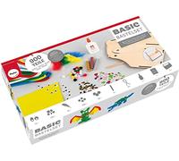 Rayher 69217000 Craft Kit and Slot-Together Tool Box in One, Kids Crafts and DIY Wood Building Set, 900 Pieces