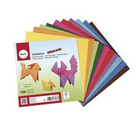 Rayher 71831000 Origami Paper, Origami Folding Paper Pack, 100 Sheets and 10 Assorted Colours, 1.5 x 1.5 x 0.13 cm