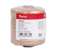 Rayher 7205303 Warp Thread 6Ply for weaving, Natural Cotton Loom Warp Yarn 0.8 mm, 100 Percent Cotton, brown