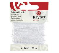 Rayher 8947302 Jewellery Cord, Diameter 1 mm, Self-Service Card 20 m, White