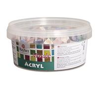 Rayher Acrylic Mosaic Tiles for Arts and Crafts, Plastic Mosaic Tiles for Crafting in the Size 1x1cm, approx. 1200 pieces, 300g Marbled Mosaic Pieces, 14790999