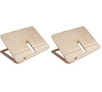 Rayher Adjustable Wooden Book Stand for School and Office, Foldable Cookbook Stand, 28x21x3.4cm, 62797000 (Pack of 2)