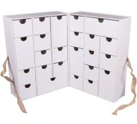 Rayher Advent Calendar, White, Papier-Mâché, FSC Certified, 21 x 14.8 x 29 cm, to Open, Advent Calendar for Filling, Drawer Cabinet for Painting and Decorating, 67398102