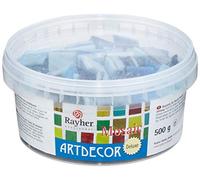 Rayher ArtDecor Glass Mosaic Tiles for Arts and Crafts, Blue Tiles with Marble Finish, square-shaped, asorted colours, 2x2cm, 500g, 1453408