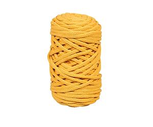 Rayher Braidy Recycling Yarn for Crafts and Decorations, Crochet Yarn, Macrame Cord with a Diameter of 4mm, 60m, honey yellow, 42010166