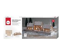 Rayher Building Kit Wooden Winter Village, Seasonal DIY Wood Craft Set with 84 slot-together Pieces, natural wood, 40x14.5x17cm, 63158505