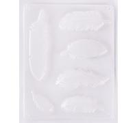 Rayher Casting Mould for Concrete Crafts, Feather Mould for Soap, Resin, Sugarcraft or Chocolate, Tray with Six Feather Designs, 6-14.5x2.5-4.3cm, 36086000