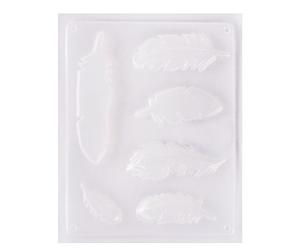 Rayher Casting Mould for Concrete Crafts, Feather Mould for Soap, Resin, Sugarcraft or Chocolate, Tray with Six Feather Designs, 6-14.5x2.5-4.3cm, 36086000