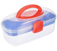 Rayher Craft Storage Box with Tray, Portable Organiser with Handle for Crafting, Jewellery Making, Sewing, Home and Office, clear, 39254000, 2.85 x 1.55 x 1.3 cm