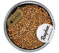 Rayher Delica Rocaille Beads for Bead Weaving, Miyuki Seed Beads for Jewellery Making and Crafts, Glass Beads, gold, 1.6mm, 4g, 14760616