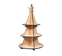 Rayher DIY 3 Tier Cake Stand, Cupcake Display Stand, Wood Craft Set with 5 slot-together Pieces, Fir Tree Style, natural birch wood, 44.5cm, 46631505