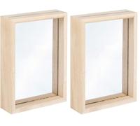 Rayher Double-Sided 3D Picture Frame with Acrylic Glass, Shadow Box Frame for Craft, natural wood, 11.5x16x3.5cm, 62839505 (Pack of 2)
