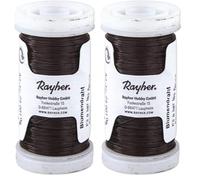 Rayher Floral Wire for Flower Arrangements and Floristry, Florists Wire for Crafts, Iron Craft Wire, brown, 100m, diameter 0.35mm, 2400105 (Pack of 2)