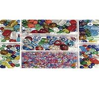 Rayher Glass Beads for Jewellery Making and Crafting, Assorted Round Beads, Seed Beads, Column Beads and Spacer Beads, Diameter 2.5-13 mm, 115 g, 14003999