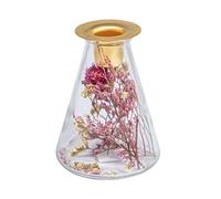 Rayher Glass Vase Candle Holder Filled with Dried Flowers, Bottle Candle Holder for Taper Candles, Metal Candle Stick Holder, 8x12.5cm, 46697000