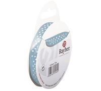 RAYHER HOBBY 5540608 Polka Dot Satin Ribbon 9.5 mm roll 10 m, light blue