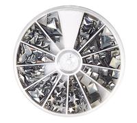 Rayher Hotfix Metal Studs for Clothes, Iron on Flatback Studs, Silver Metal Studs for Crafting, 420 pieces, various shapes, 2.5-10 mm, 38643606